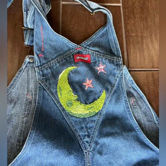 Vintage Dickies Overalls 40x29 – Painted Embroidered Moon Grunge - Picture 4 of 6
